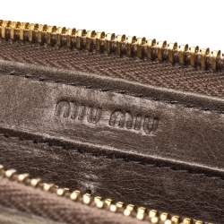 Miu Miu Dark Beige Matelassé Leather Continental Zip Wallet