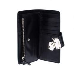 Miu Miu Black Patent Leather Clasp Lock Wallet 