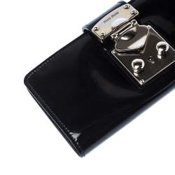 Miu Miu Black Patent Leather Clasp Lock Wallet 