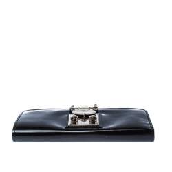 Miu Miu Black Patent Leather Clasp Lock Wallet 