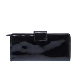 Miu Miu Black Patent Leather Clasp Lock Wallet 