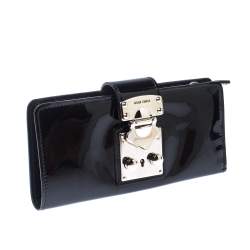 Miu Miu Black Patent Leather Clasp Lock Wallet 