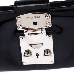 Miu Miu Black Patent Leather Clasp Lock Wallet 