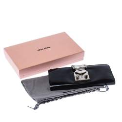 Miu Miu Black Patent Leather Clasp Lock Wallet 