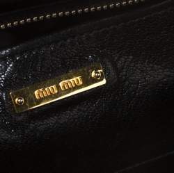 Miu Miu Black Textured Leather Satchel