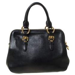 Miu Miu Black Textured Leather Satchel