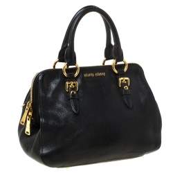 Miu Miu Black Textured Leather Satchel