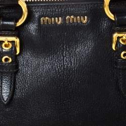 Miu Miu Black Textured Leather Satchel