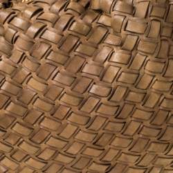 Miu Miu Brown Woven Leather Fringe Hobo