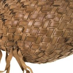 Miu Miu Brown Woven Leather Fringe Hobo