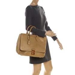 Pre Owned Miu Miu Tan Leather Flap Pocket Tote