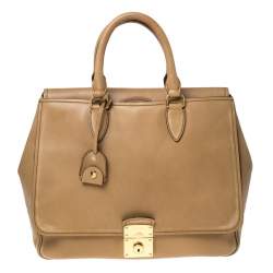 Pre Owned Miu Miu Tan Leather Flap Pocket Tote