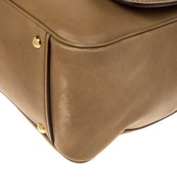 Pre Owned Miu Miu Tan Leather Flap Pocket Tote