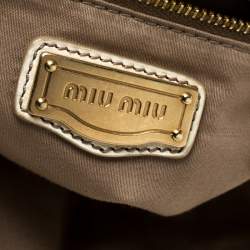 Miu Miu Cream Leather Frame Clutch
