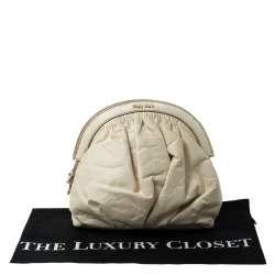 Miu Miu Cream Leather Frame Clutch