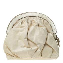 Miu Miu Cream Leather Frame Clutch