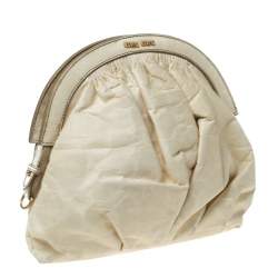 Miu Miu Cream Leather Frame Clutch