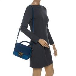 Pre Owned Miu Miu Bicolor Leather Madras Top Handle Bag