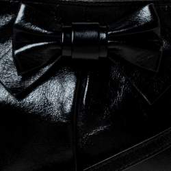 Pre Owned Miu Miu Black Leather Bow Pochette Bag