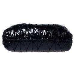 Pre Owned Miu Miu Black Matelassé Patent Leather Tote