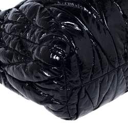 Pre Owned Miu Miu Black Matelassé Patent Leather Tote