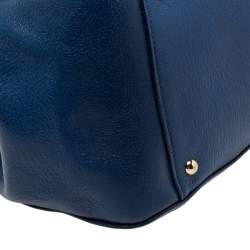 Pre Owned Miu Miu Blue Leather Madras Bowler Bag