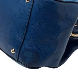 Pre Owned Miu Miu Blue Leather Madras Bowler Bag
