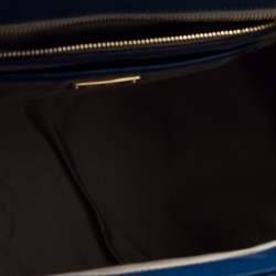 Pre Owned Miu Miu Blue Leather Madras Bowler Bag