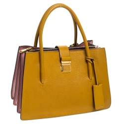 Miu Miu Mustard Leather Medium Madras Tote