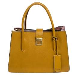 Miu Miu Mustard Leather Medium Madras Tote