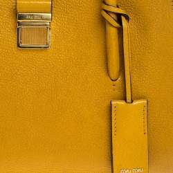 Miu Miu Mustard Leather Medium Madras Tote