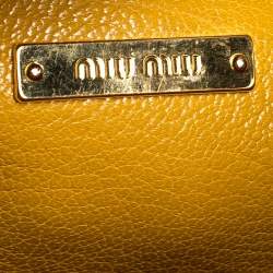 Miu Miu Mustard Leather Medium Madras Tote