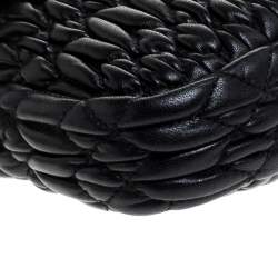 Pre Owned Miu Miu Black Matelasse Leather Crystal Embellished Turnlock Shoulder Bag