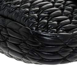 Pre Owned Miu Miu Black Matelasse Leather Crystal Embellished Turnlock Shoulder Bag