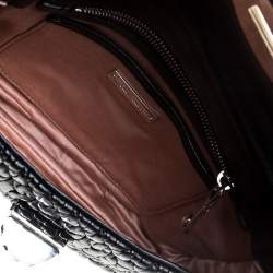 Pre Owned Miu Miu Black Matelasse Leather Crystal Embellished Turnlock Shoulder Bag