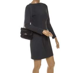 Pre Owned Miu Miu Brown Studded Leather Flap Chain Shoulder Bag