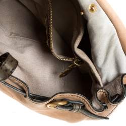Miu Miu Beige/Green Ostrich and Leather Top Handle Bag