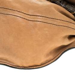 Miu Miu Beige/Green Ostrich and Leather Top Handle Bag