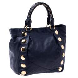 Pre Owned حقيبة ميو ميو جلد أزرق كحلي مرصعة