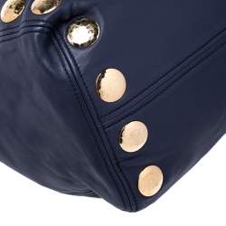 Pre Owned حقيبة ميو ميو جلد أزرق كحلي مرصعة