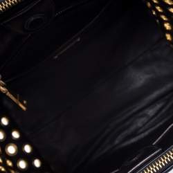 Miu Miu Black/Yellow Leather Grommet Biker Convertible Tote