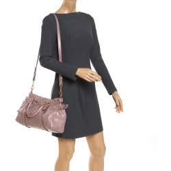 Pre Owned  Miu Miu Old Rose Vitello Leather Gathered Tote