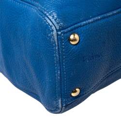 Pre Owned Miu Miu Blue Pebbled Leather Caribou Shopper Tote 