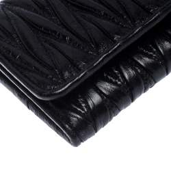 Miu Miu Black Matelassé Leather Flap Continental Wallet
