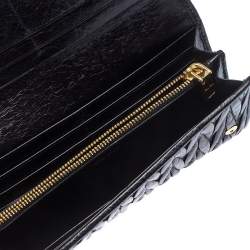 Miu Miu Black Matelassé Leather Flap Continental Wallet