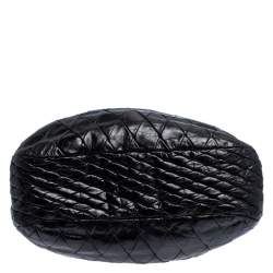 Miu Miu Black Glazed Quilted Leather Large Harlequin Hobo