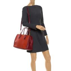 Miu Miu Bicolor Leather Madras Tote