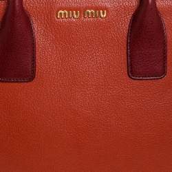 Miu Miu Bicolor Leather Madras Tote