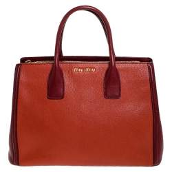 Miu Miu Bicolor Leather Madras Tote