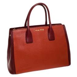 Miu Miu Bicolor Leather Madras Tote